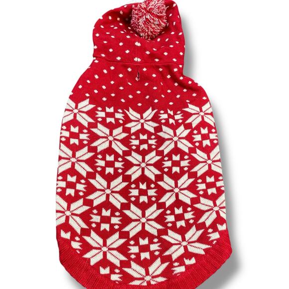 Blueberry Pet Dog Sz XL Hoodie Sweater Pom Nordic Festive Holiday Red White 16” - Picture 2 of 13